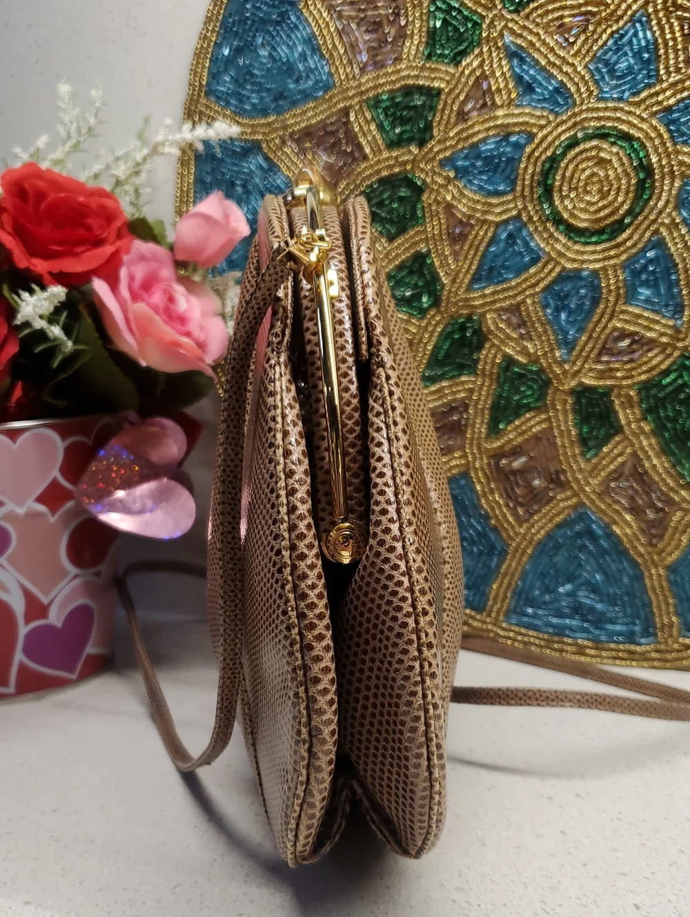 Vintage JUDITH LEIBER Tan Crossbody - Elegant Evening Bag